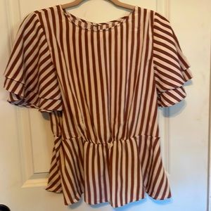 Mustard Seed Pink striped Peplum Blouse